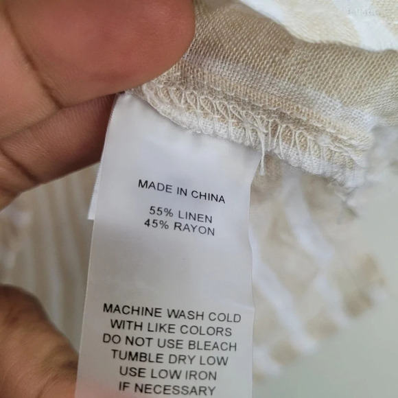 Vince Camuto Womens Linen Blend Blouse Top XXS Multi Striped Off-the-Shoulder - Picture 5 of 8